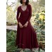 Women Solid Elastic V Neck Maxi Length Street Casual Midi Dresses