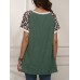 Leopard Patchwork O neck Short Sleeves Casual T shirts