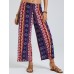 Bohemia Ethnic Print Elastic Waist Wide Leg Lounge Pants For Women