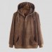 Corduroy Kangaroo Pocket Drawstring Hooded Sweatshirt