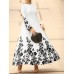 Flower Print Long Sleeve O neck Maxi Dress