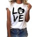 LOVE Print Round Neck Short Sleeve Casual T shirts For Women