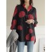 100 Cotton Women Floral Print Chest Pocket Lapel Long Sleeve Shirts