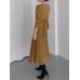 Solor Long Sleeve Round Neck Pleated Elegant Dress With Belt