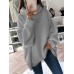 Women Long Sleeve High Collar Solid Sweaters