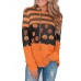 Women Christmas Elk Stripe Patchwork Casual Long Sleeve Drawstring Hoodies