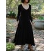 Women Solid Elastic V Neck Maxi Length Street Casual Midi Dresses