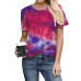 Tie  dye Print Round Neck Short Sleeve Loose Casual T  shirts Women