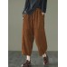 Women Corduroy Vintage Harlan Loose Elastic Waist Leisure Pants