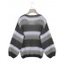 Women Casual Striped V  neck Sweaters