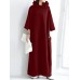 Women Loose Sweatshirt Maxi Length Side Pockets Hooded Midi Dresses