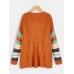 Women Casual Striped Color Block Sweater Cardigans