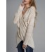 Irregular V Neck Cross Hollow Out Knit Long Sleeve Women Casual Sweaters