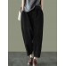 Women Corduroy Vintage Harlan Loose Elastic Waist Leisure Pants