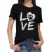 LOVE Print Round Neck Short Sleeve Casual T shirts For Women