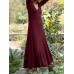 Women Solid Elastic V Neck Maxi Length Street Casual Midi Dresses