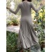 Women Solid Elastic V Neck Maxi Length Street Casual Midi Dresses