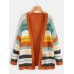 Women Casual Striped Color Block Sweater Cardigans