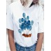 Cute Cartoon Dog Balloon Round Neck Women White Short Sleeve T Shirts